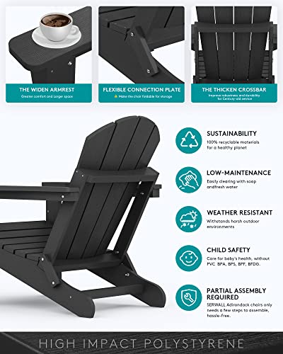 Slatted seat design of black HIPS patio chair