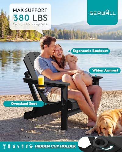 Front view of SERWALL folding chair set near fire pit