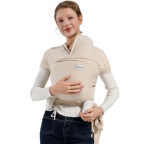 MISSWISDOM Baby Wrap Carrier M36 Beige front view