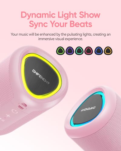 Pink Bluetooth speaker with LED lights