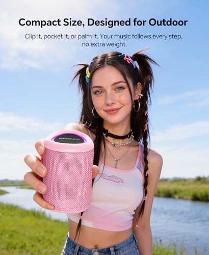 Portable speaker with attached lanyard