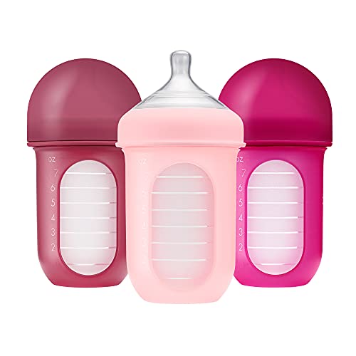 Boon Nursh Silicone Baby Bottle set in pink