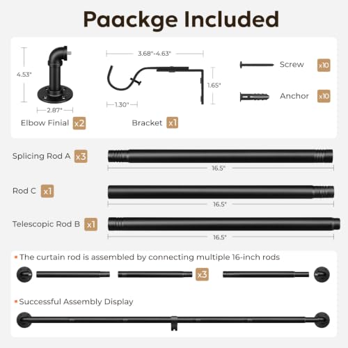 Package contents for Zeerobee curtain rod