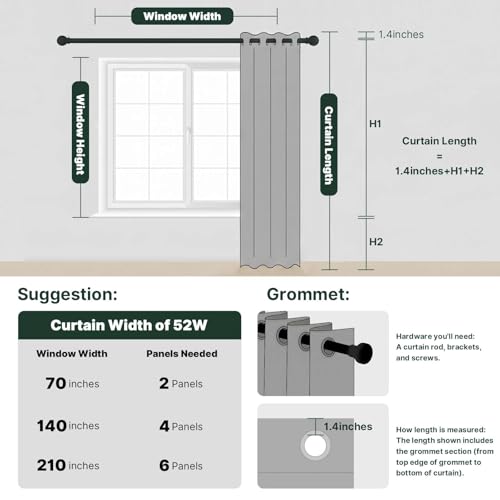 Full view of 84-inch long linen blackout curtains