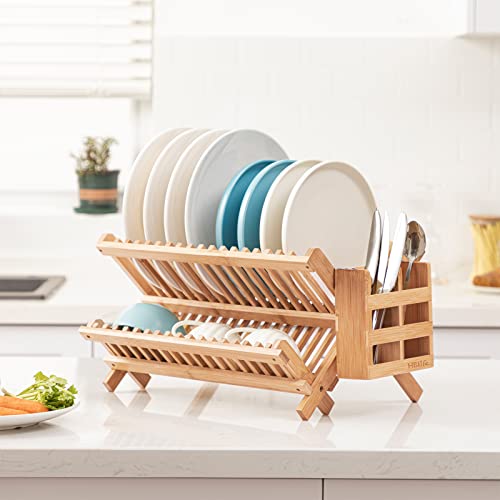 Side view of the collapsible bamboo drying rack