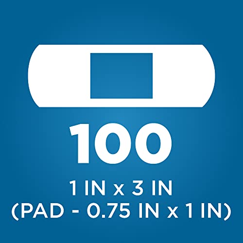Stack of 100 count fabric adhesive bandages