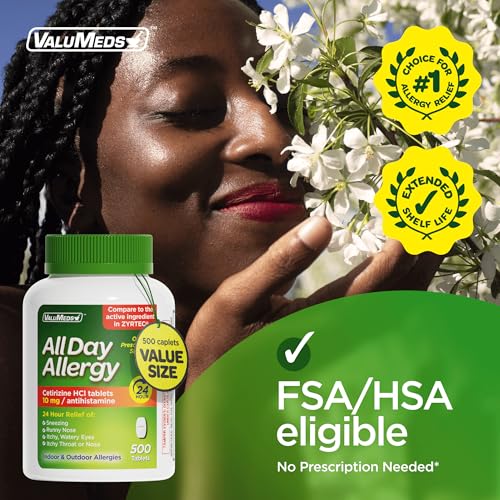 Side view of the 500 count allergy bottle