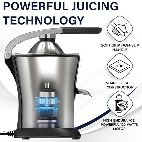 Side profile of Eurolux stainless steel juicer