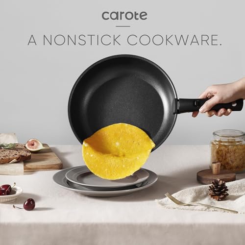 CAROTE cookware set with glass lids and included utensils
