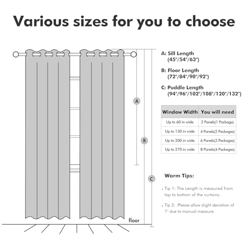 Pair of 52x84 inch curtains hanging on a rod
