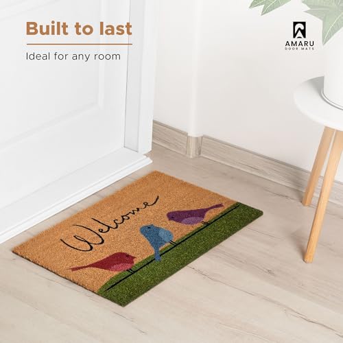 AMARU DOOR MATS colorful birds pattern detail