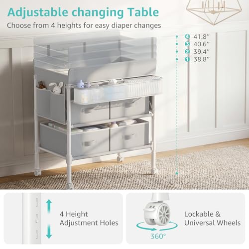 Adjustable height mechanism on BOLUO changing table