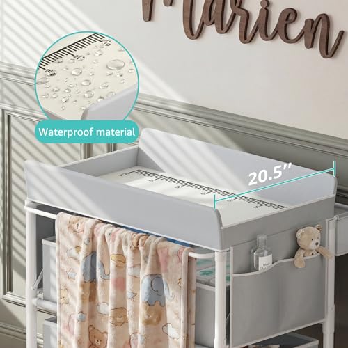 Side basket storage on BOLUO gray changing station