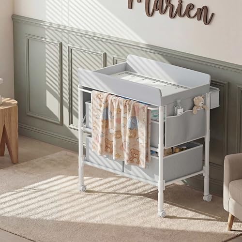 BOLUO table with baby accessories organized