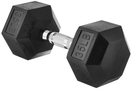 Basics 35 lb rubber hex dumbbell