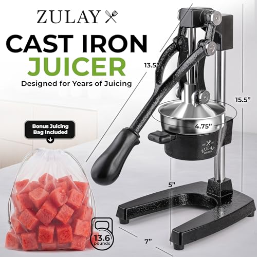 Side profile of Zulay Kitchen cast iron citrus press