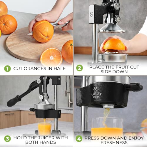 Black cast iron juicer with rubberized base