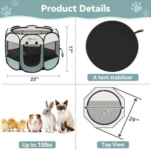 Siedihit Small Grey Dog Cat Playpen mesh side panels