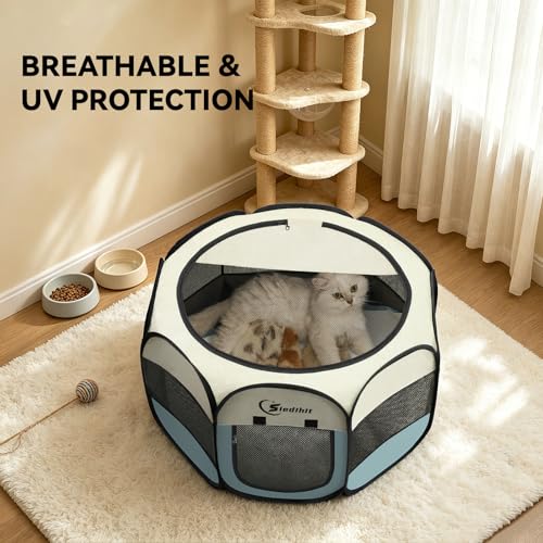 Siedihit Small Grey Dog Cat Playpen carrying case