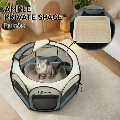 Siedihit Small Grey Dog Cat Playpen entrance
