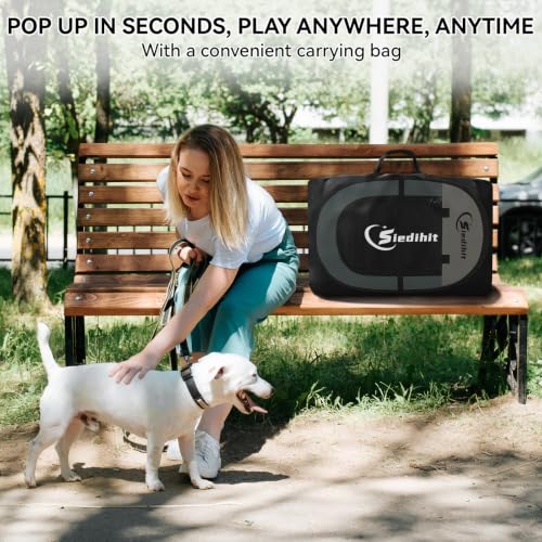 Siedihit Small Grey Dog Cat Playpen outdoor setup