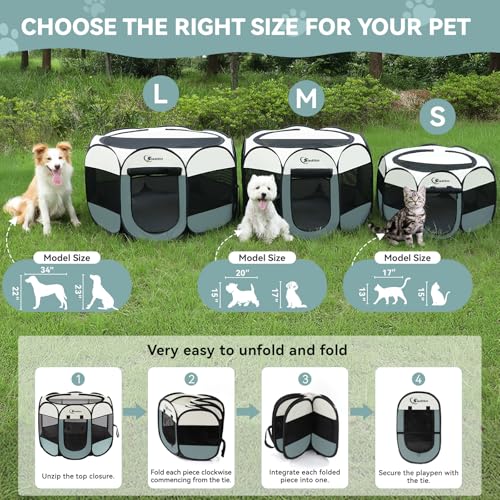 Siedihit Small Grey Dog Cat Playpen durable material
