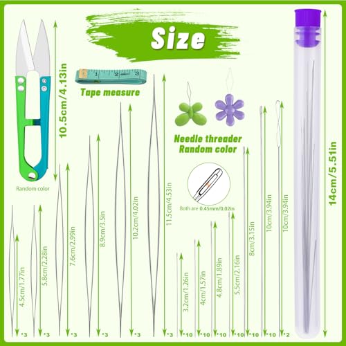 Assorted stainless steel beading needles for jewelry
