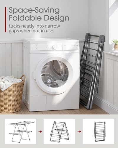 Sakugi Clothes Drying Rack adjustable wings extended