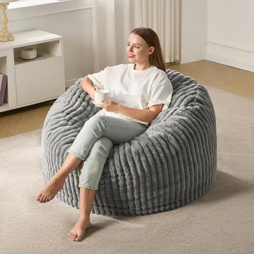 Hobestluk Adult Bean Bag Chair 3FT in grey fabric
