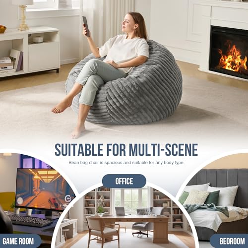 Bean bag chair being moved using the integrated handle