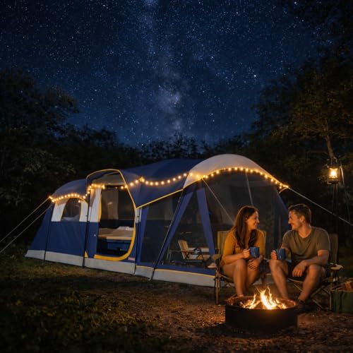 UNP 8 Person Tent set up at campsite