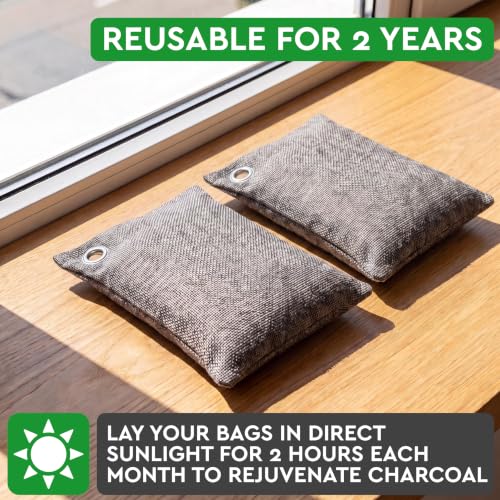 Grey bamboo charcoal deodorizer bag with hook