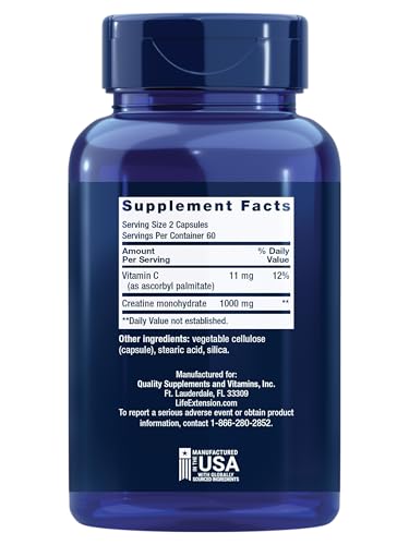 Life Extension Creatine supplement label details