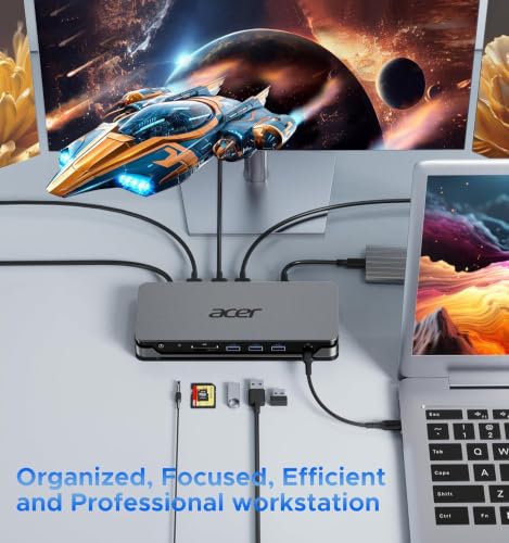 Triple monitor setup powered by Acer docking station