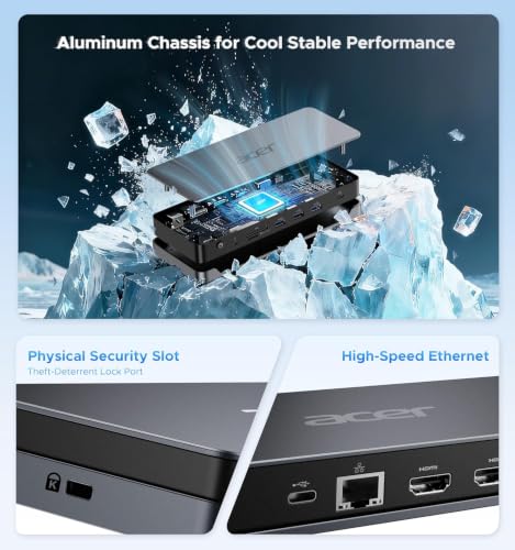 Side profile of Acer USB-C docking station showing aluminum housing