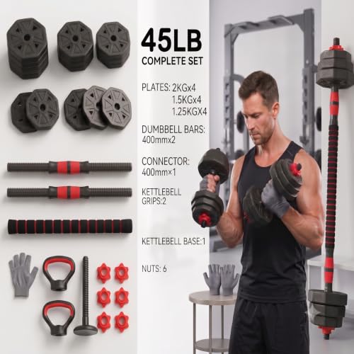 KINETRA barbell configuration in black and red
