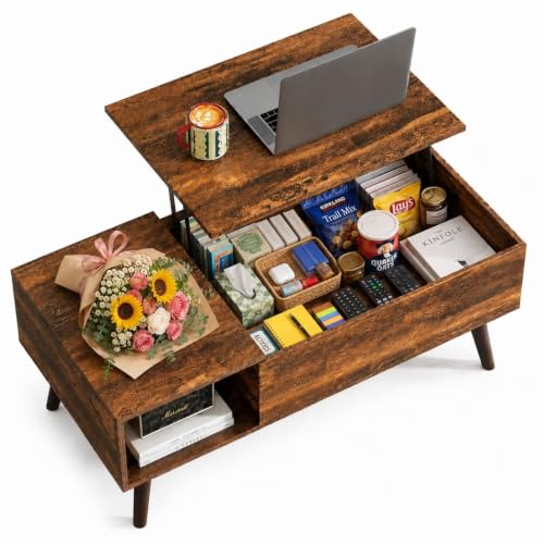 WLIVE Lift Top Coffee Table 39 inch brown view