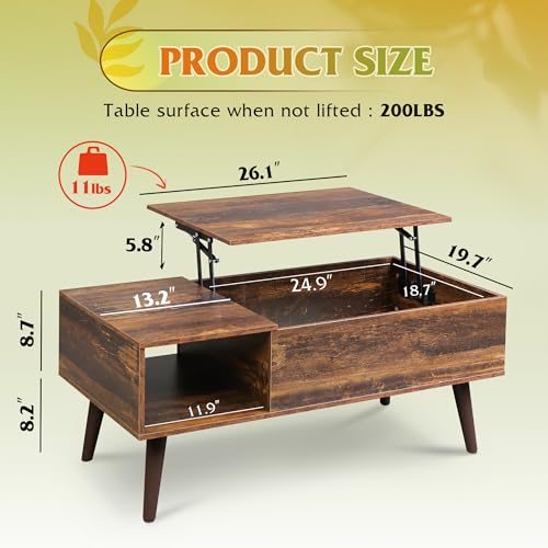 Hidden storage compartment open on WLIVE table