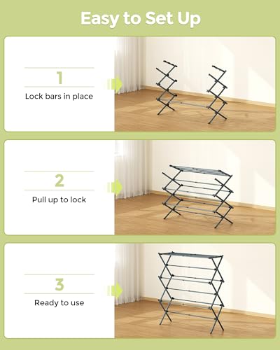 Drying rack showing 11 expandable poles