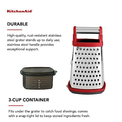 Red KitchenAid grater showing four blade types
