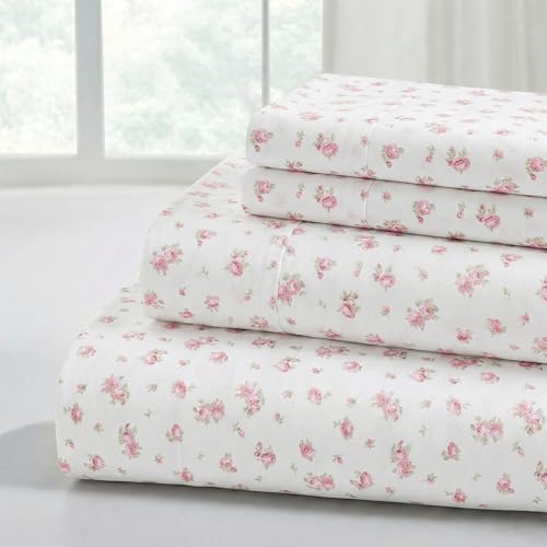 Modern Threads Roses on Ivory sheet set folded