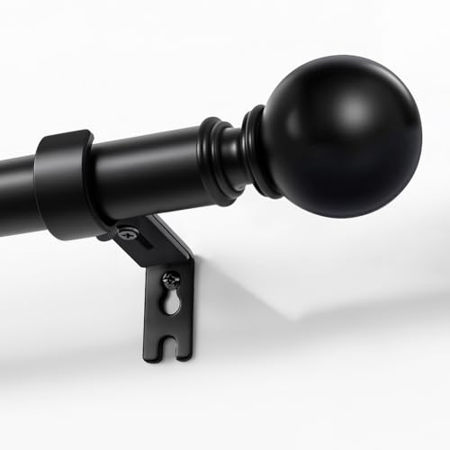 Joydeco matte black adjustable curtain rod
