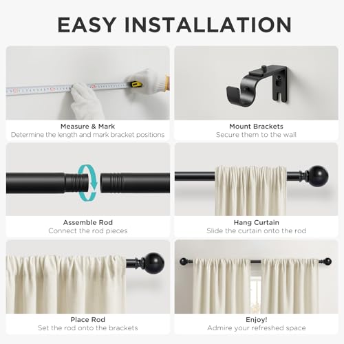 Fully assembled Joydeco curtain rod set