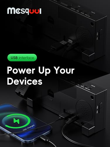 Mesqool clock displaying dual alarm settings