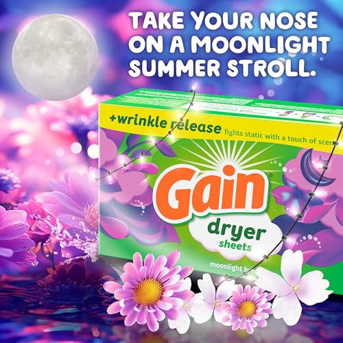 Side view of Gain dryer sheets box showing count