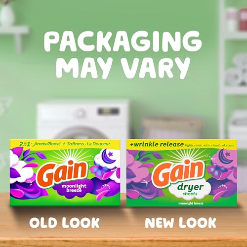 Rear label of Gain dryer sheets with instructions