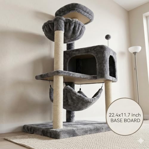 Grey faux fur texture on cat condo