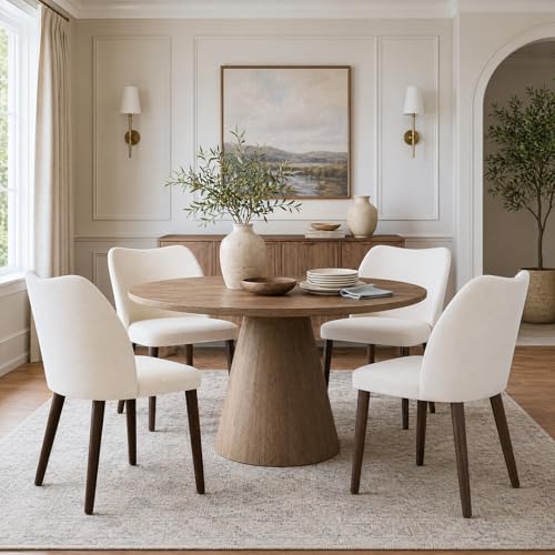 COLAMY Upholstered Dining Chairs Set of 4 in Beige