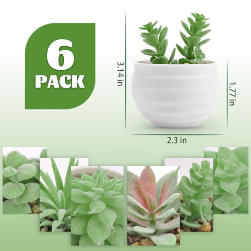 Single artificial succulent in white pot
