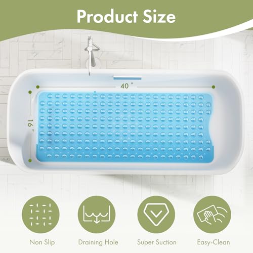 Full view of the 40 by 16 inch shower mat